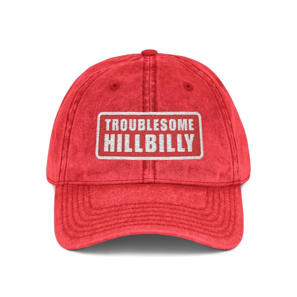 NO ELEGY "Troublesome Hillbilly" Vintage Embroidered Cap -  (Red)