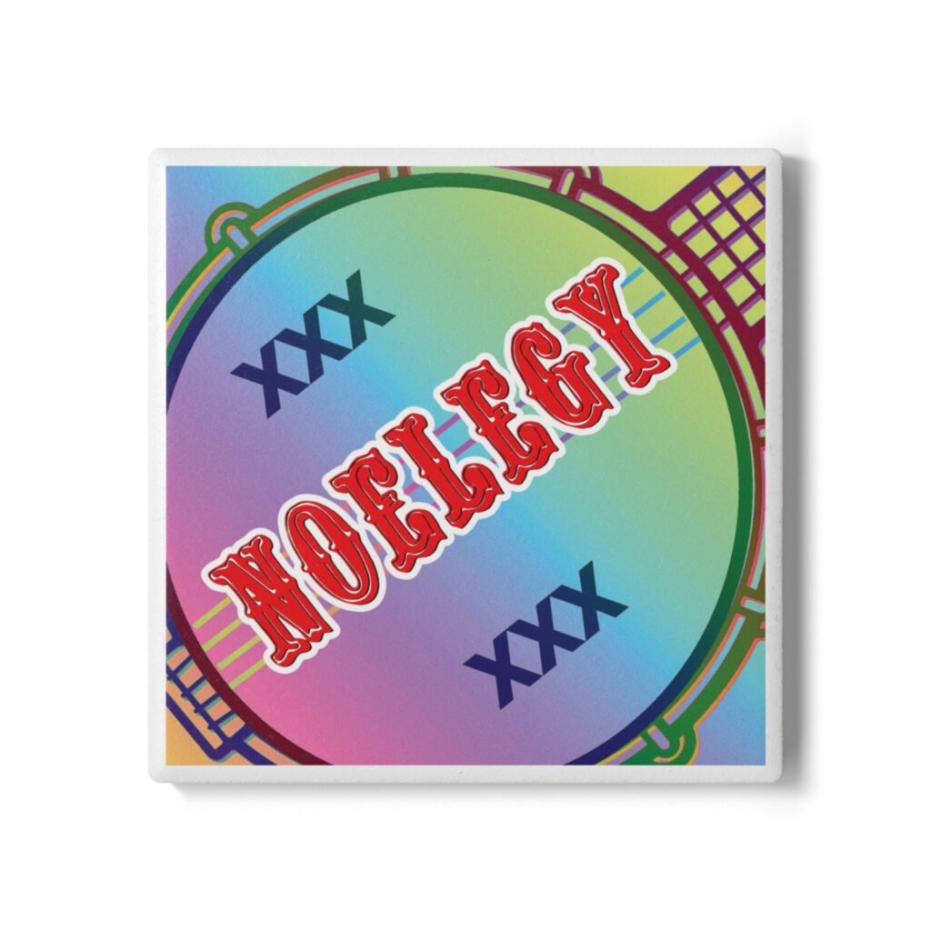 NO ELEGY Square Ceramic Coaster - Rainbow Banjo