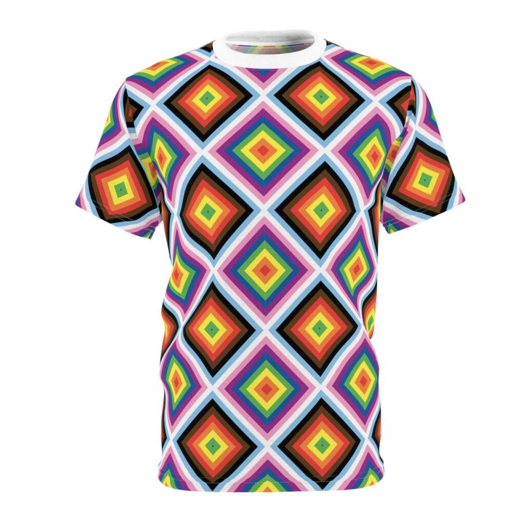 QUEERLIGHT Unisex T-shirt | Progress Pride Flag Mitered Squares