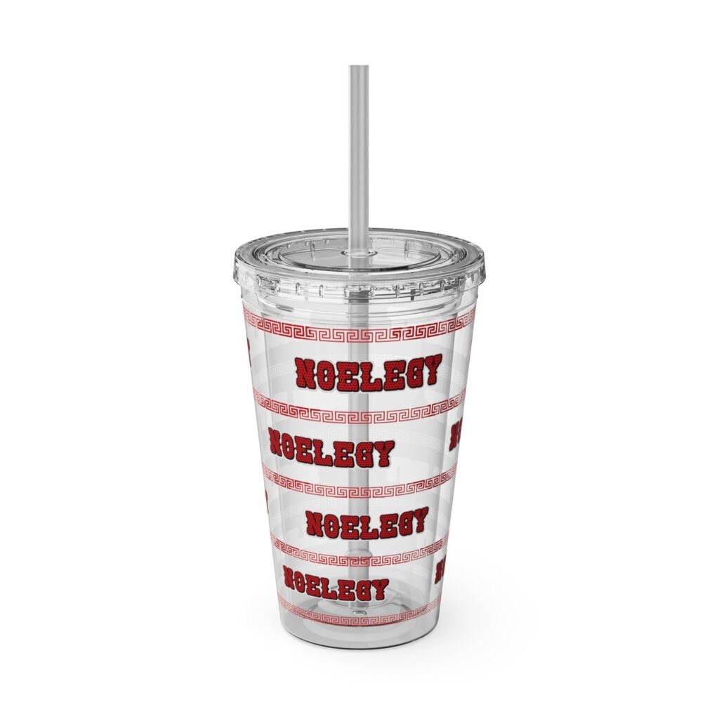 NO ELEGY Sunsplash Tumbler - 16oz Travel Cup with Straw - NOELEGY banner (11 colors)