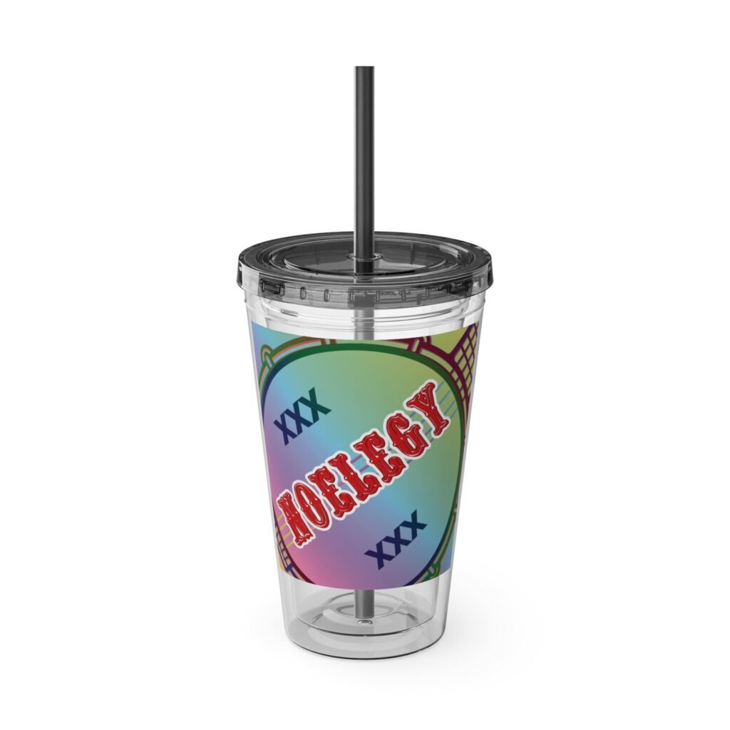 NO ELEGY Sunsplash Tumbler - 16oz Travel Cup with Straw - Rainbow Banjo (11 colors)