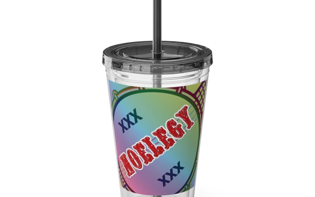 NO ELEGY Sunsplash Tumbler – 16oz Travel Cup with Straw – Rainbow Banjo (11 colors)