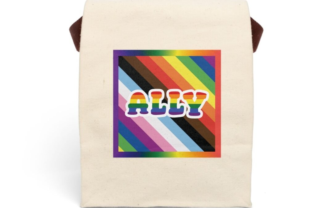 Canvas Lunch Tote | Ally w/Progress Pride Stripes