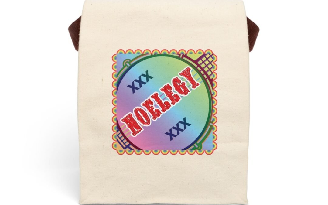 Canvas Lunch Tote. NO ELEGY. Rainbow Banjo
