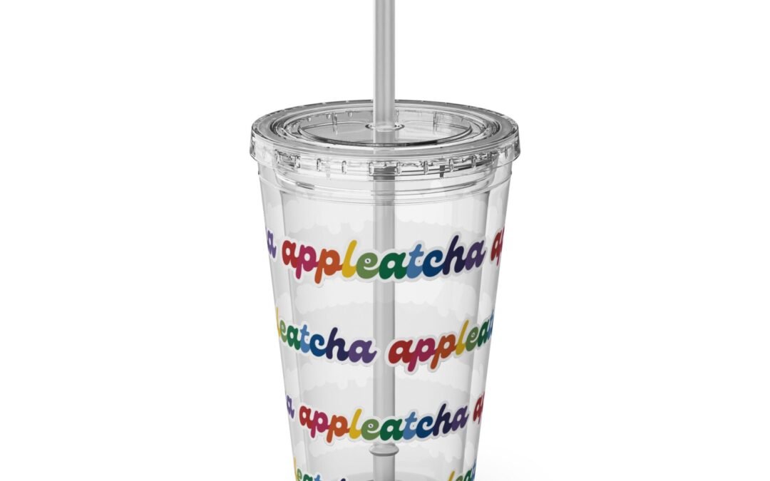 Travel Tumbler (16 oz) with straw – MOUNTAIN MADE Rainbow “appleatcha” (9 colors)