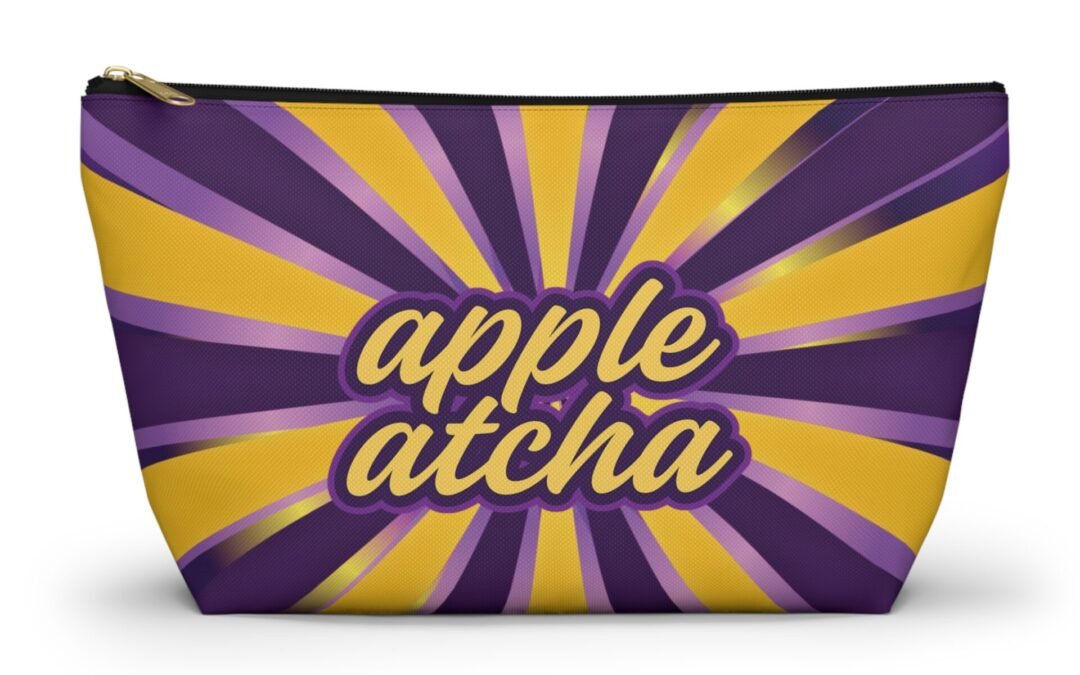 Canvas Ziipped Accessory Pouch. “Apple Atcha” Deacons Swirl (2 sizes)